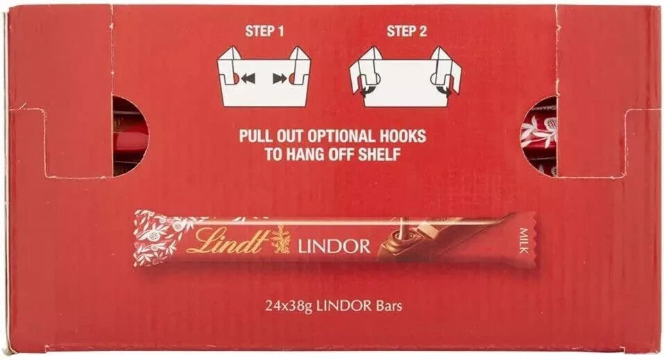 24 X LINDT LINDOR MILK CHOCOLATES TREAT BAR 38g