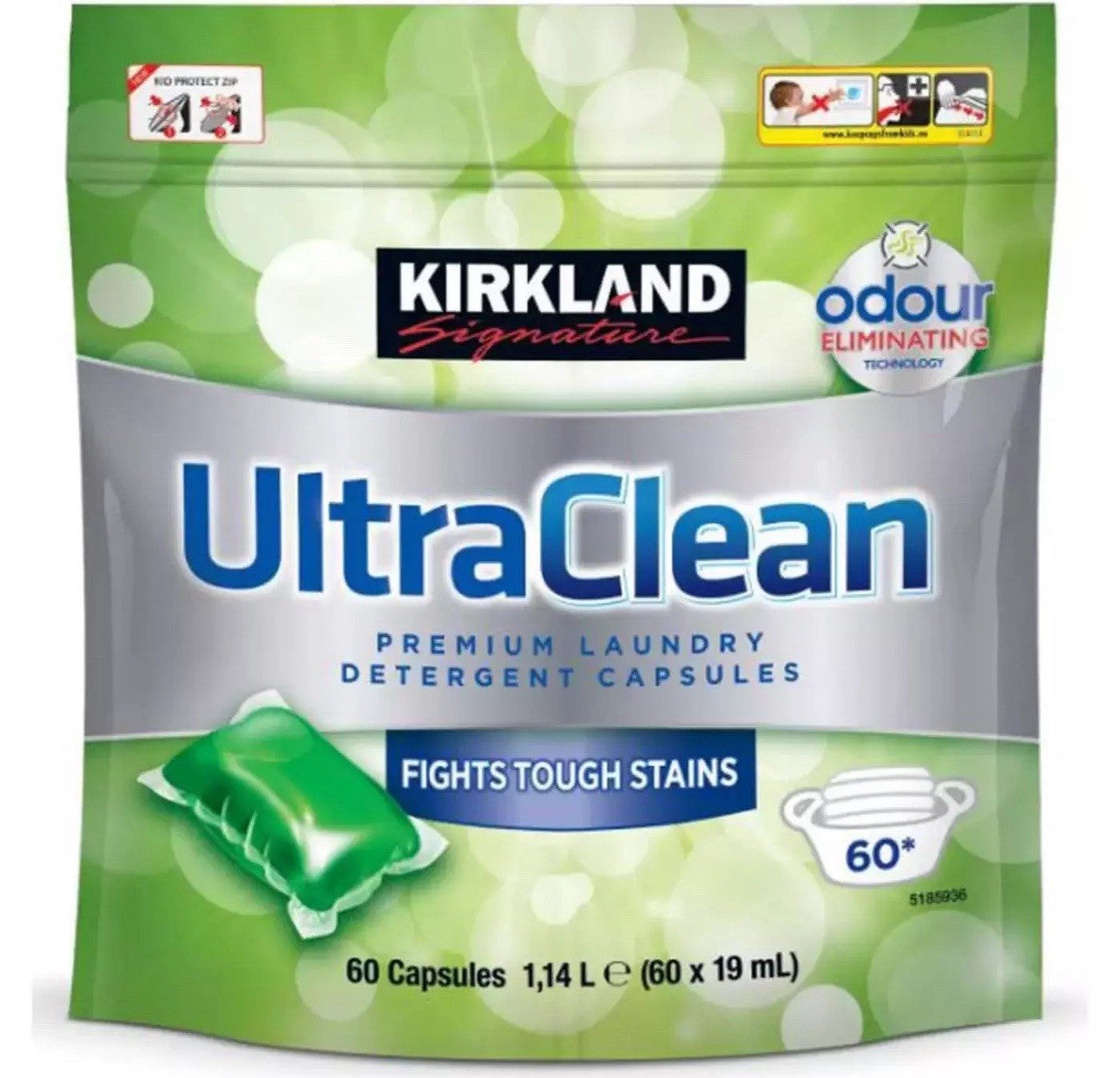 Kirkland Signature Ultra Clean Bio Detergent Laundry Odour Pod Pack 2x60Capsules