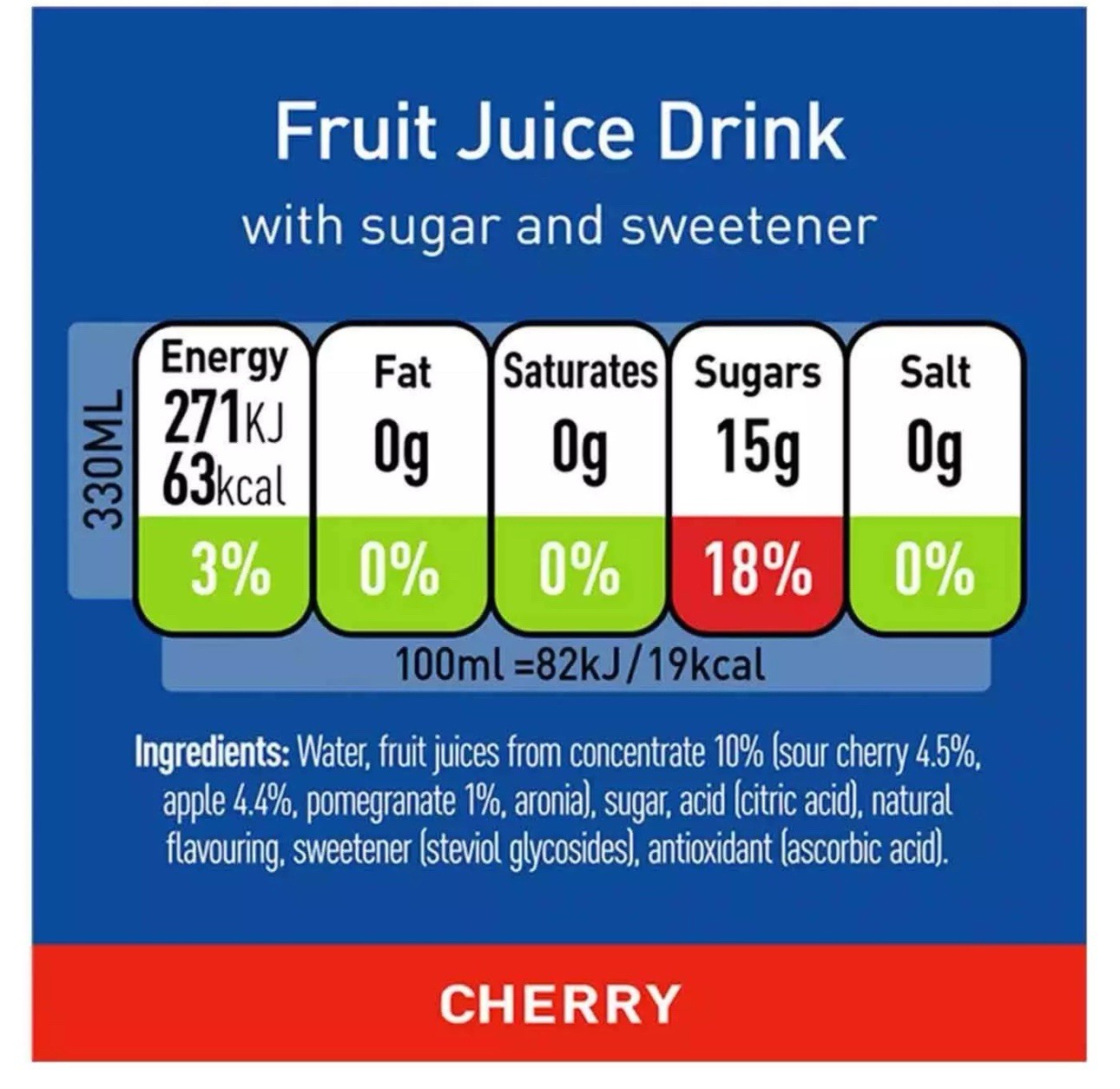 Capri-Sun Cherry Juice Drink Sport Resealable Pouch Kid Party Box Pack 15x 330ml