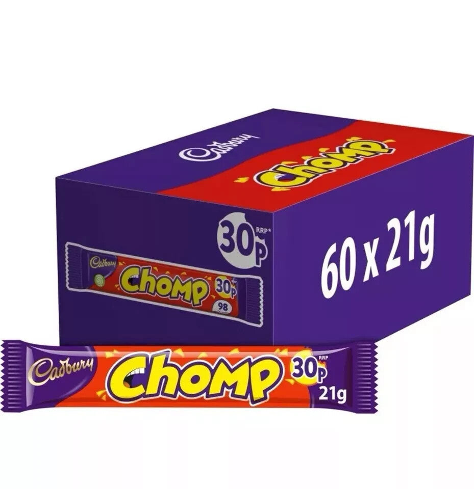 Cadbury Chomp Chocolate Bars Full Box Of 60 x 21g Bars Only £18.19