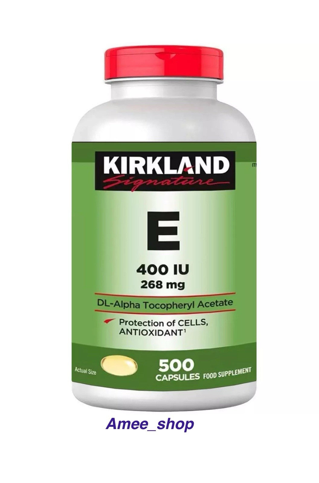Kirkland Signature Vitamin E400 IU 268mg DL-Alpha Tocopheryl Acetate 500 Tablets