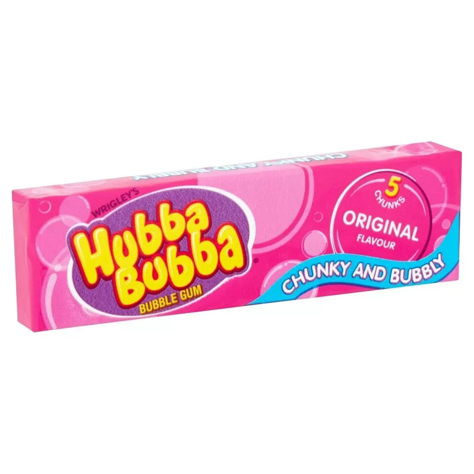 WRIGLEYS HUBBA BUBBA BUBBLE GUM ORIGINAL FLAVOUR PACK OF 20 X 5 PIECE 7g