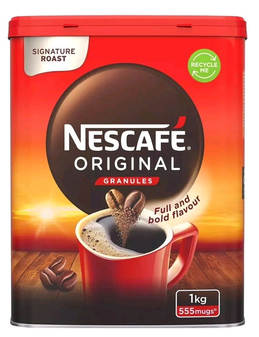 Nescafe Original Instant Coffee Granules 1kg Tin - Approx 555 Cups