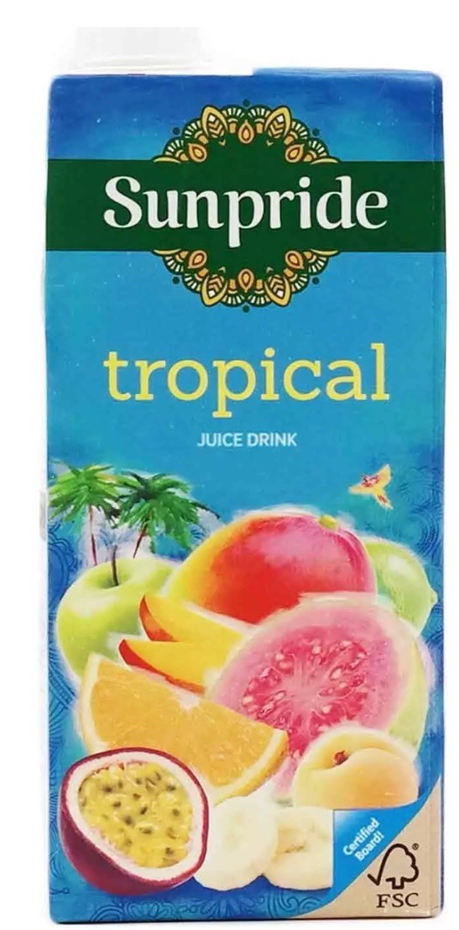 Sunpride Tropical Juice Drink Party Tropics Fruit Carton Box Pack 12 x 1 Litre