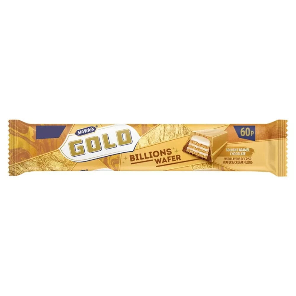 Mcvities Gold Wafer Golden Caramel Chocolate 24 Bars 60p 24 x 39g Full Box