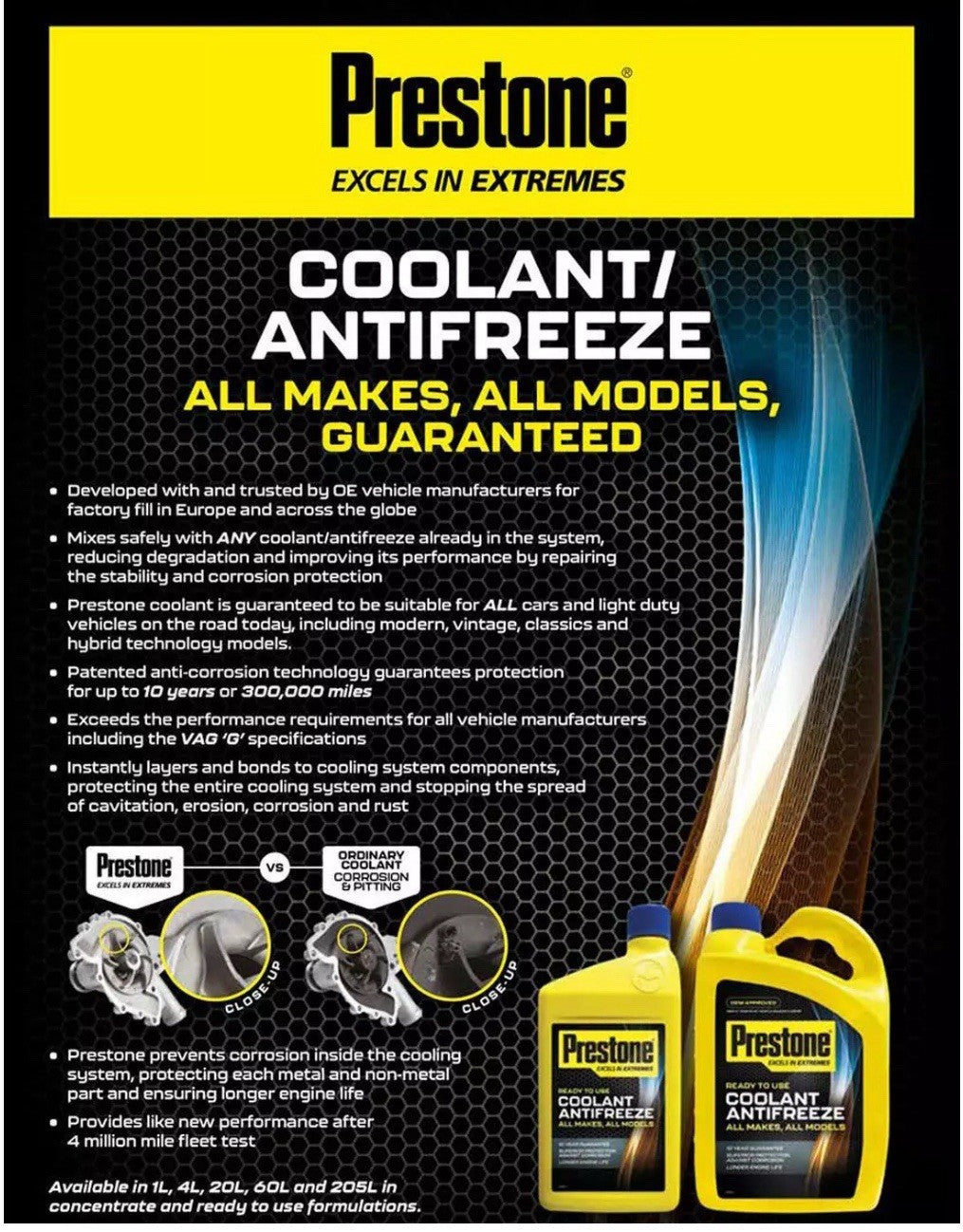 Prestone Summer Coolant Winter Antifreeze Concentrate All Make Model Pack 4Litre