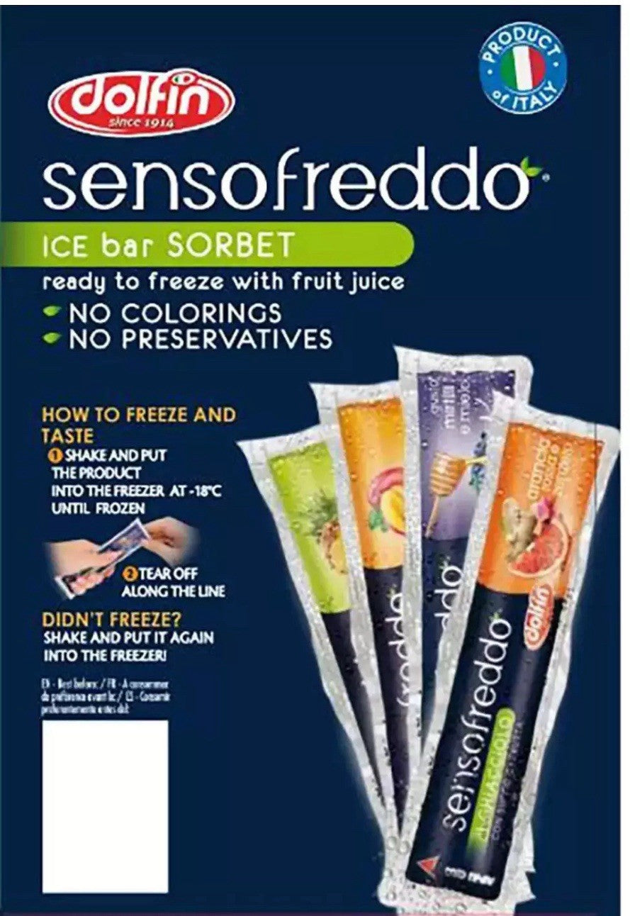 Sensofreddo Real Fruit Juice Pops Ice Bar Lollies Sorbet Freeze Pack 60 x 40ml