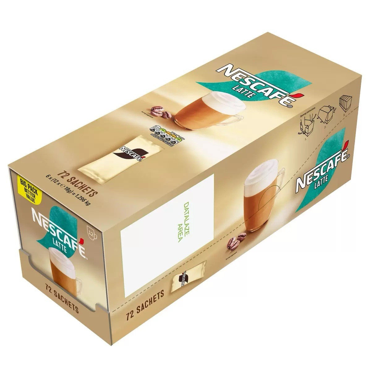 72x Nescafe Latte Coffee Instant Smooth Drink Add Water One Cup Sachets Pack 18g