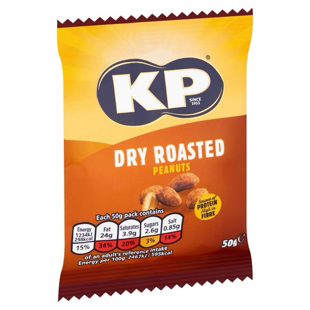 Pub Carded KP Dry Roasted Peanuts 21 x 50g Packets Nuts