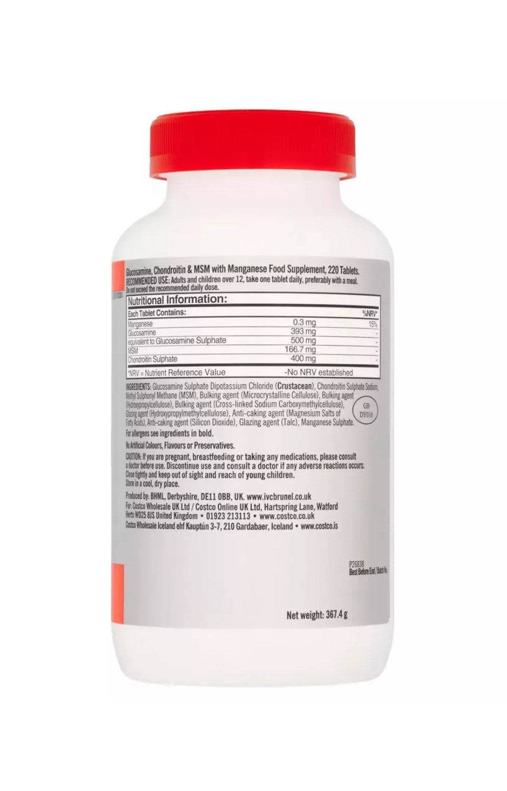Kirkland Signature Glucosamin Chondroitin & MSM Vitamin Supplement 220 Tablets