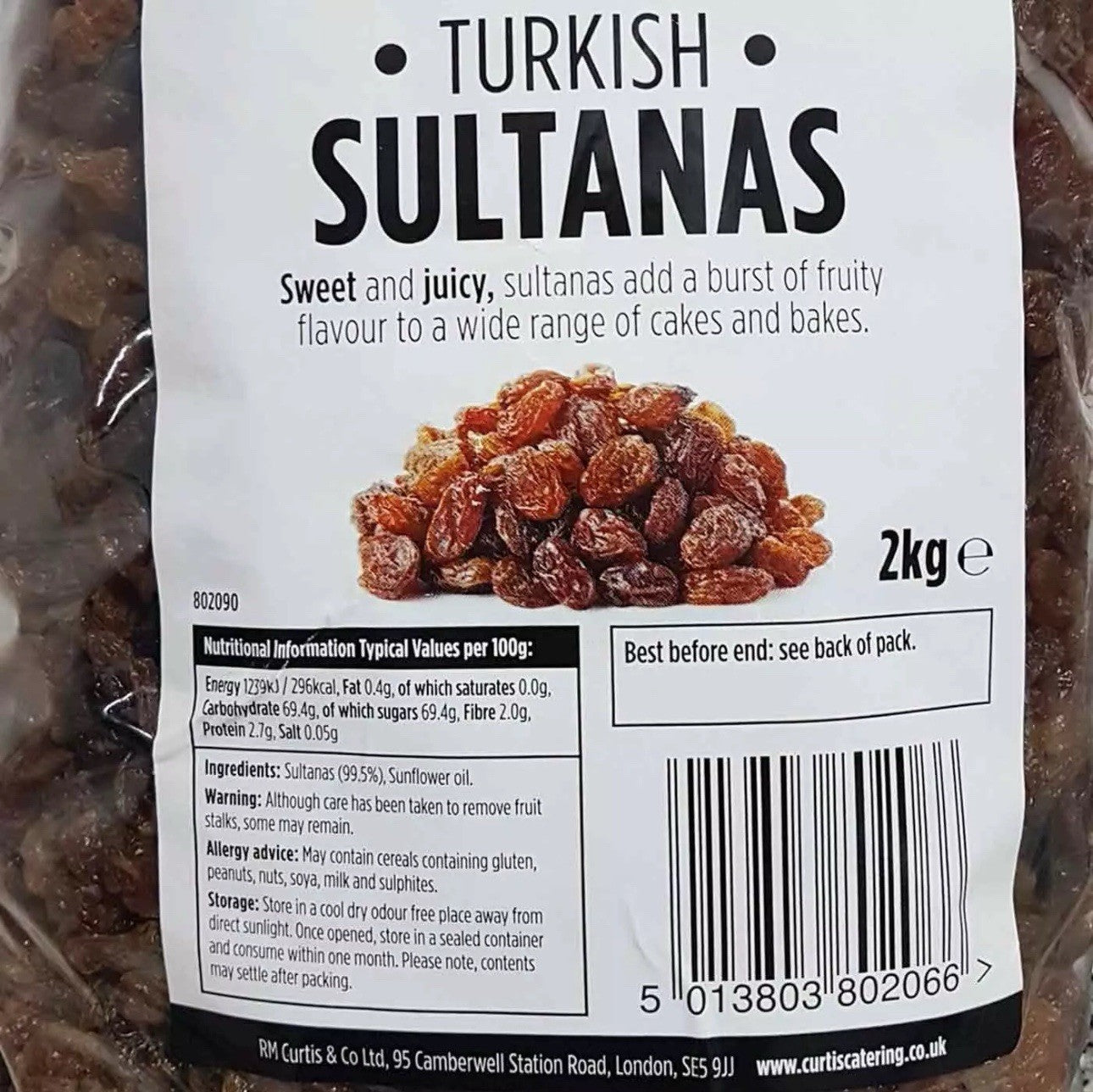 Curtis Sultanas Sweet & Juicy Turkish Dried Currant Succulent Raisins Pack 2kg