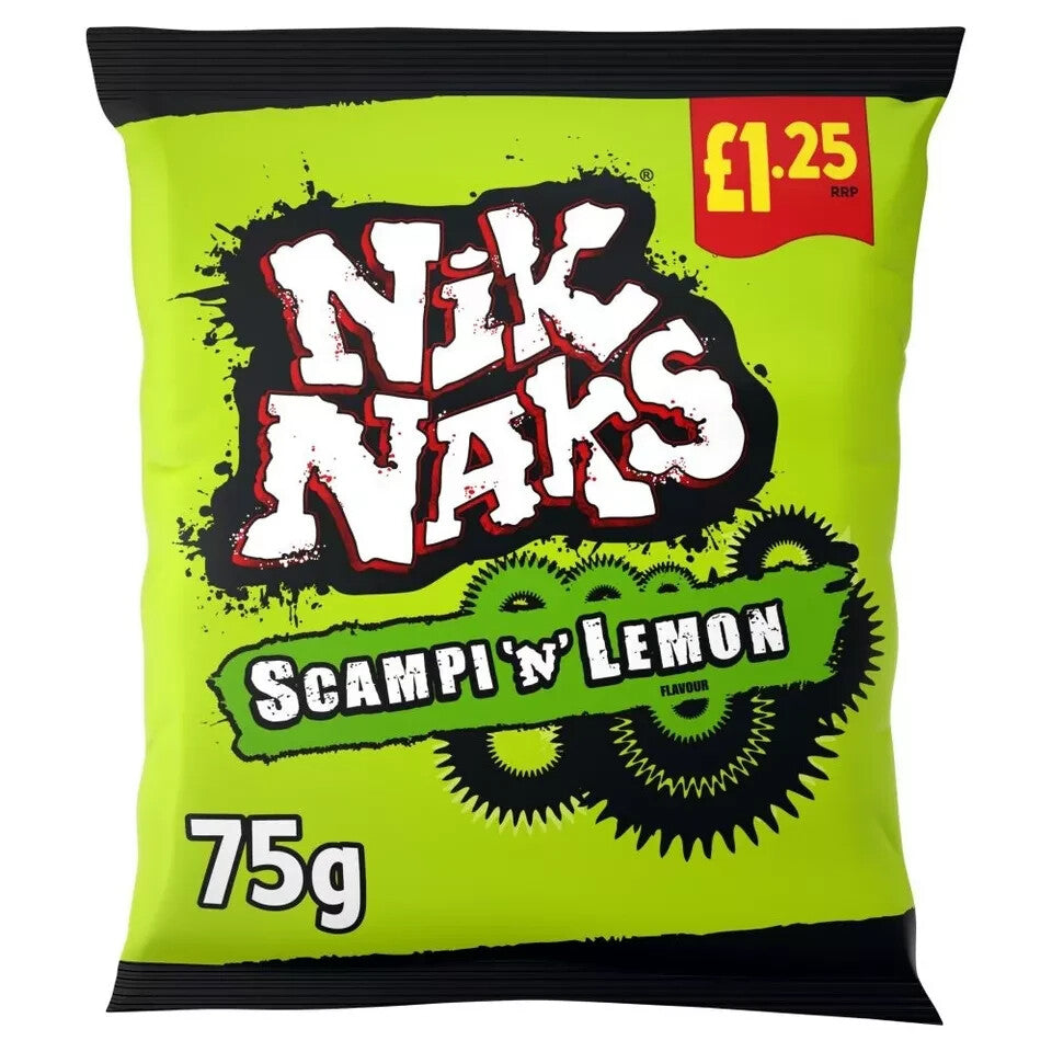 Nik Naks Scampi 'N' Lemon NikNaks Crisps 75g Full Case of 20