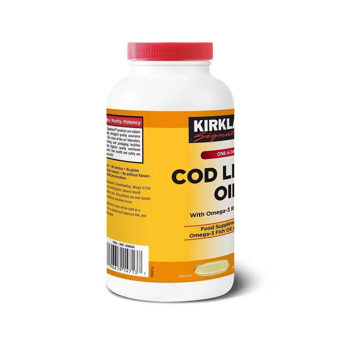 Kirkland Signature Cod Liver Oil With Omga 3 Fish 1150mg Vitamin - 200 Capsules