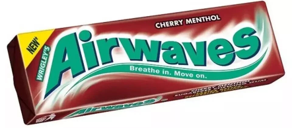 Full Box of 30 Wrigley's Chewing Gum Airwaves Sugar Free Cherry Menthol