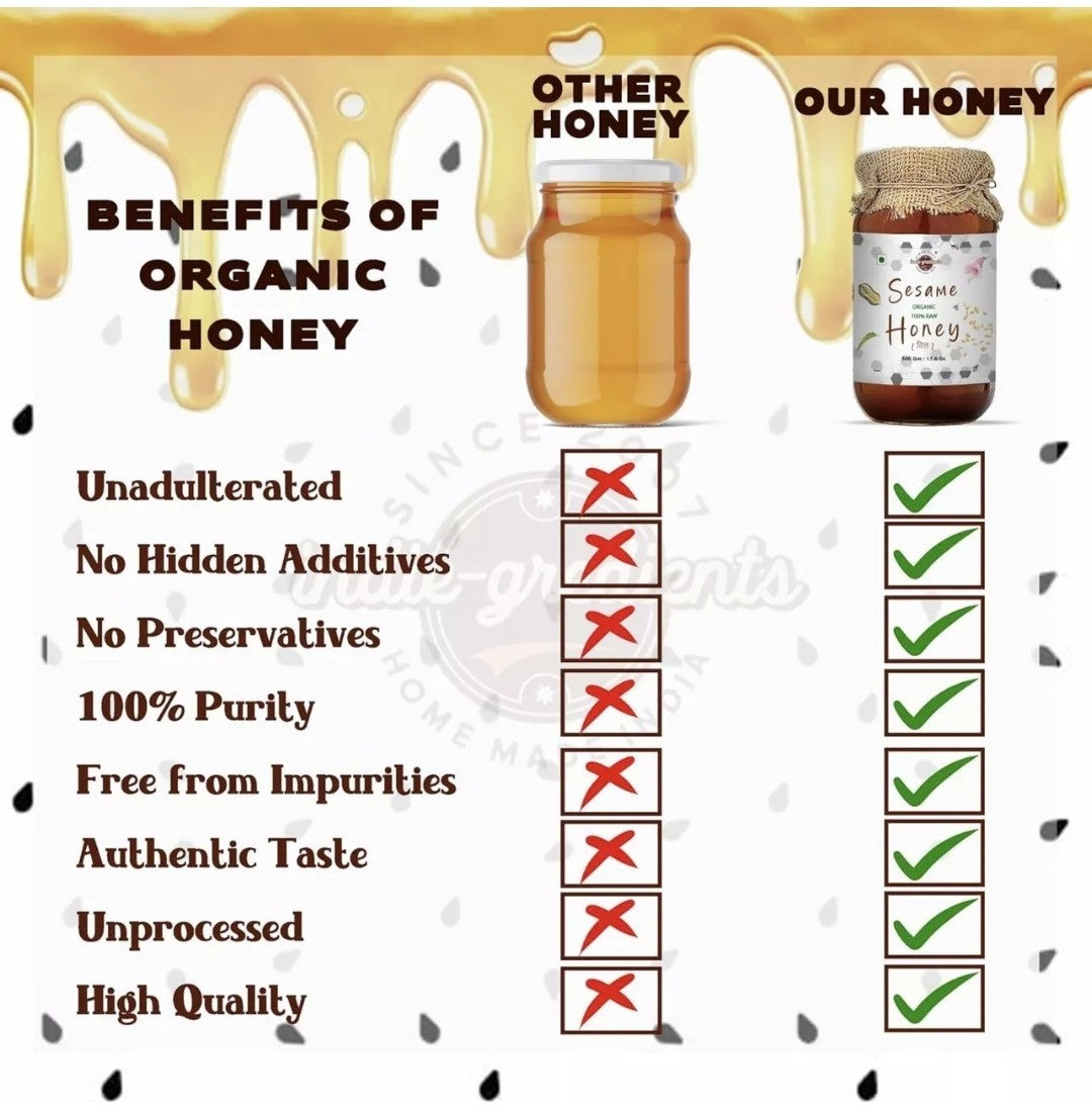 100% Raw Organic Unprocessed Certified Sesame Honey Premium Superfood