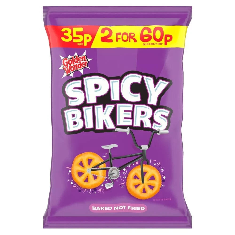 Golden Wonder SPICY BIKERS Sauce Flavour Corn Snacks 22g x 36 Pack