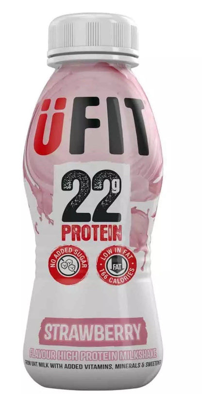 UFIT Strawberry 22g Essential Protein Shake Drink No Added Sugar Pack 12 x 310ml