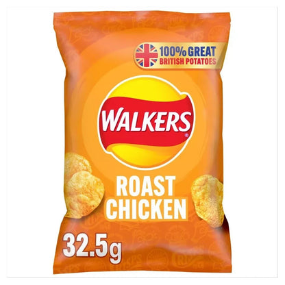 WALKERS ROAST CHICKEN CRISPS FULL CASE X 32 X 32.5G BAGS Only £21.99