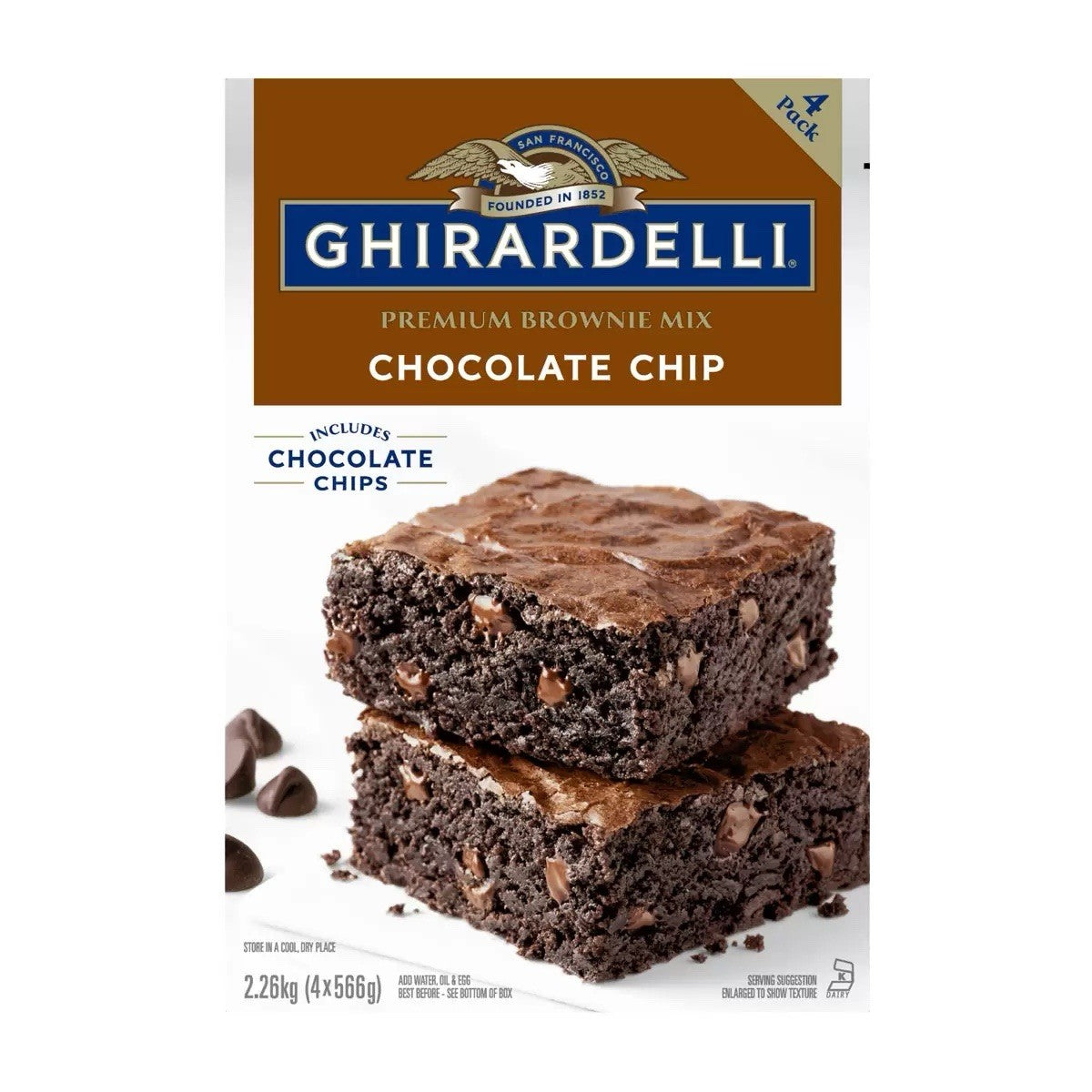 Ghirardelli Chocolate Chip Brownie Cake Premium Mix Pack of 4 Batches 2.26kg