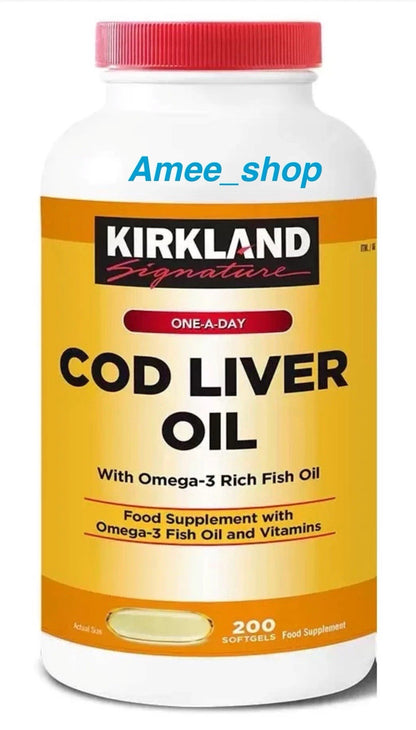 Kirkland Signature Cod Liver Oil With Omga 3 Fish 1150mg Vitamin - 200 Capsules