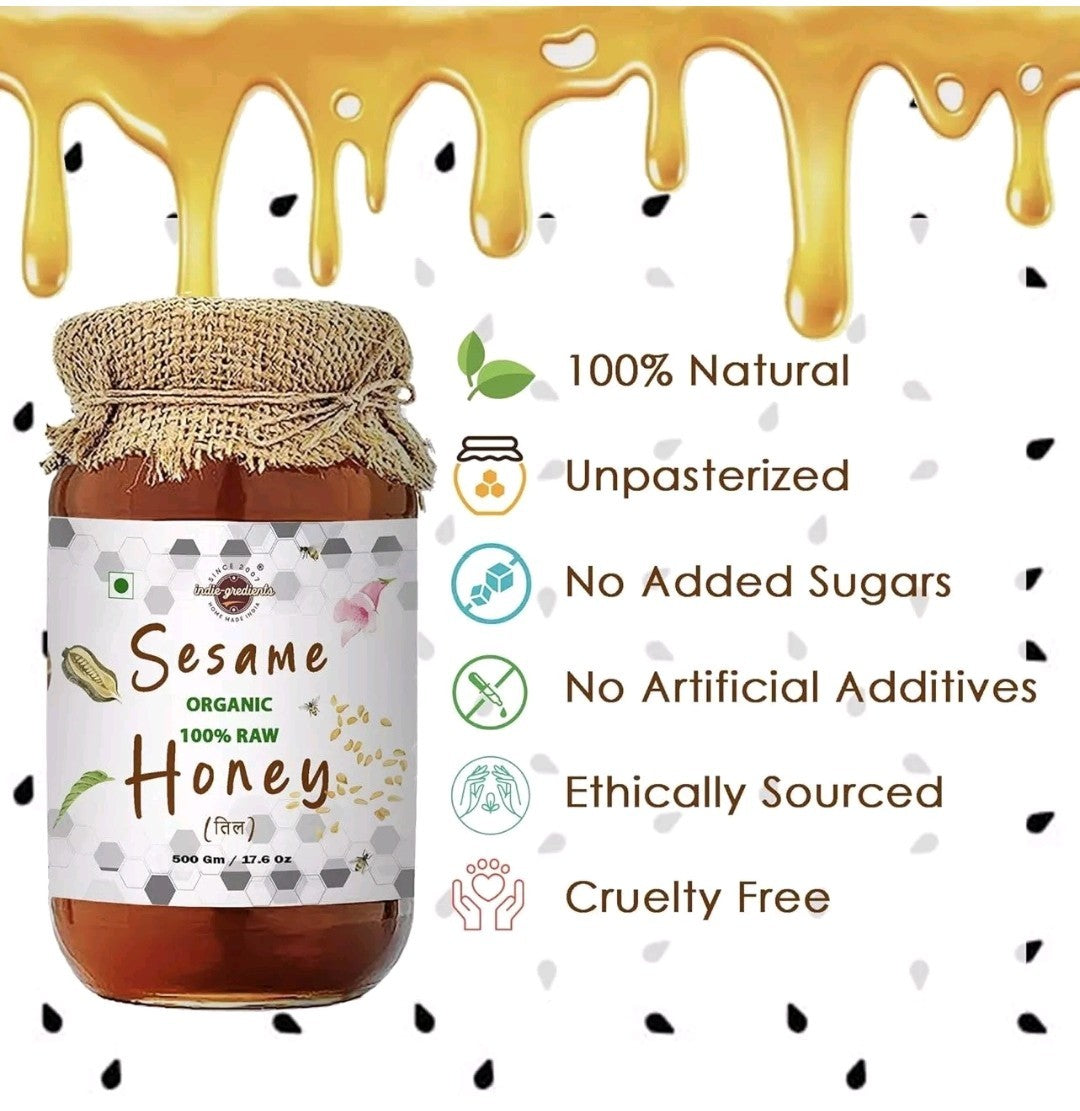 100% Raw Organic Unprocessed Certified Sesame Honey Premium Superfood