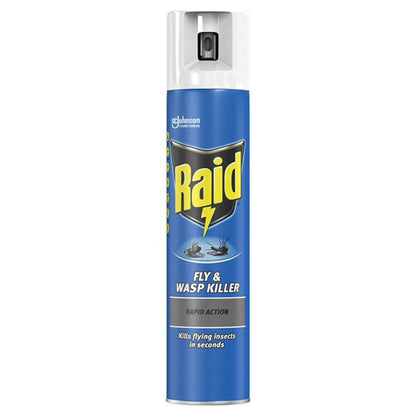 Raid Fly & Wasp Killer Rapid Action Spray 300ml X6 white lid FAST FREE SHIPPING