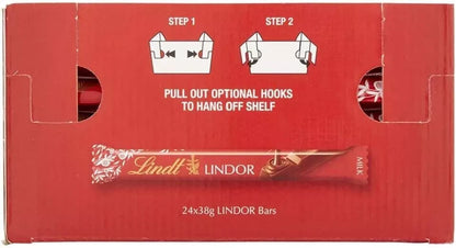 24 X LINDT LINDOR MILK CHOCOLATES TREAT BAR 38g