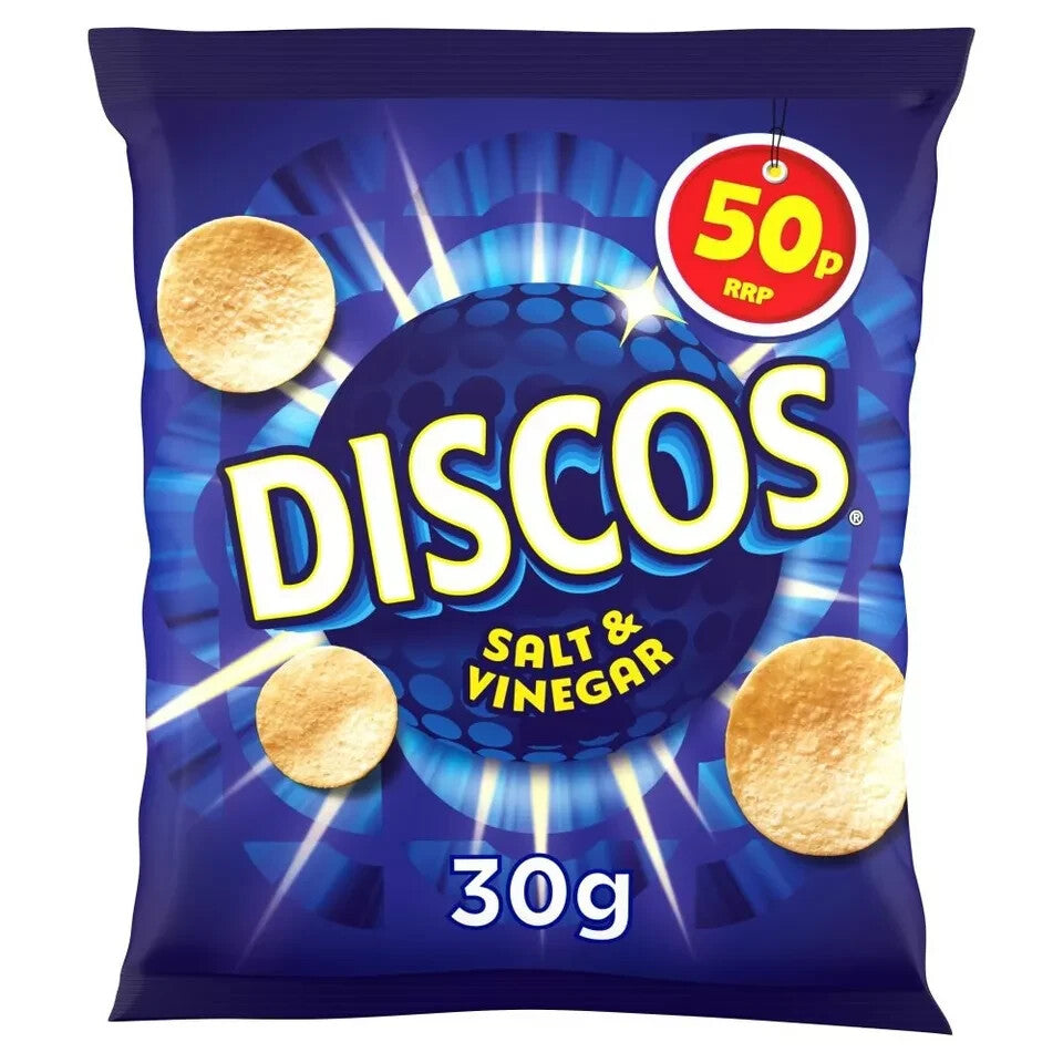 Discos Salt and Vinegar Flavour Snacks 30g Full Box (30 Pack)