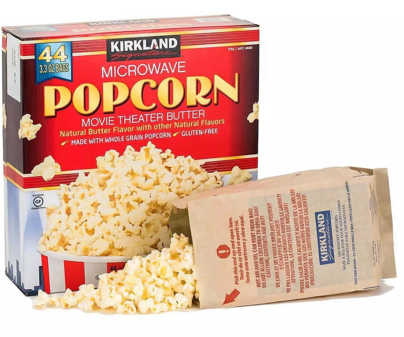 Kirkland Signature Microwave Popcorn Movie Theater Butter Natural 44 Bags 4.10Kg