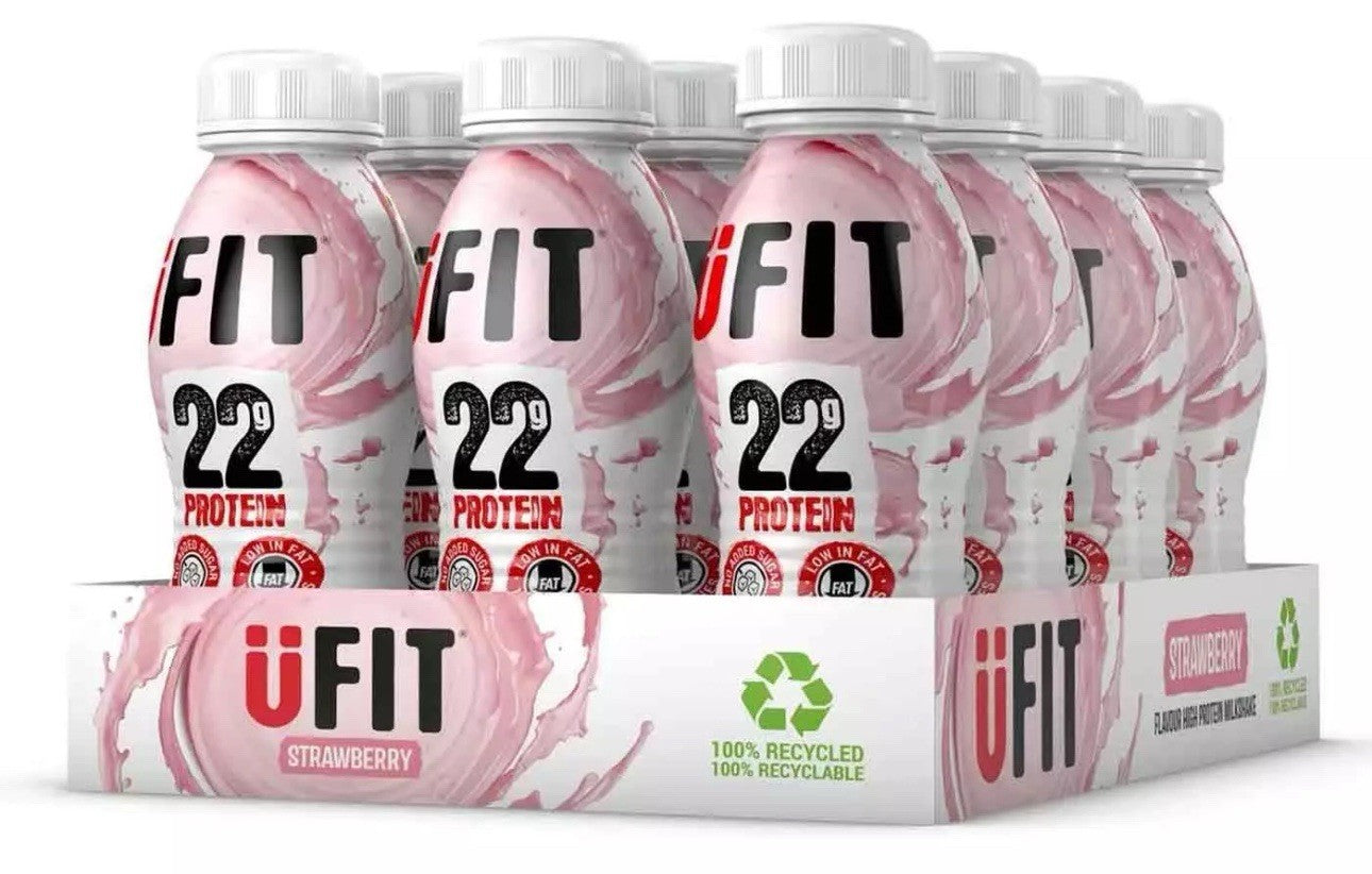 UFIT Strawberry 22g Essential Protein Shake Drink No Added Sugar Pack 12 x 310ml