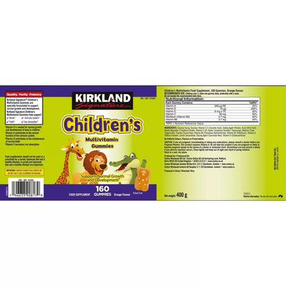 Kirkland Signature Children's Kids Multi Vitamin Bear Shaped Pack 2x160 Gummies