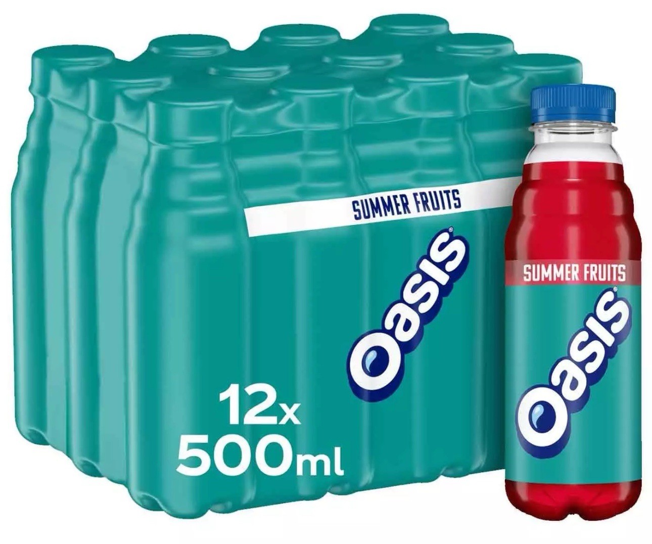 Oasis Summer Fruits Sport Bottles Refreshing Flavour Taste Set Pack 12 x 500ml