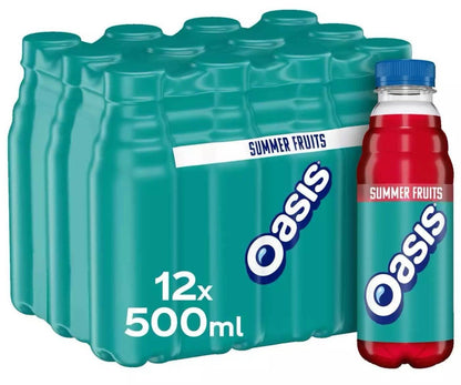 Oasis Summer Fruits Sport Bottles Refreshing Flavour Taste Set Pack 12 x 500ml