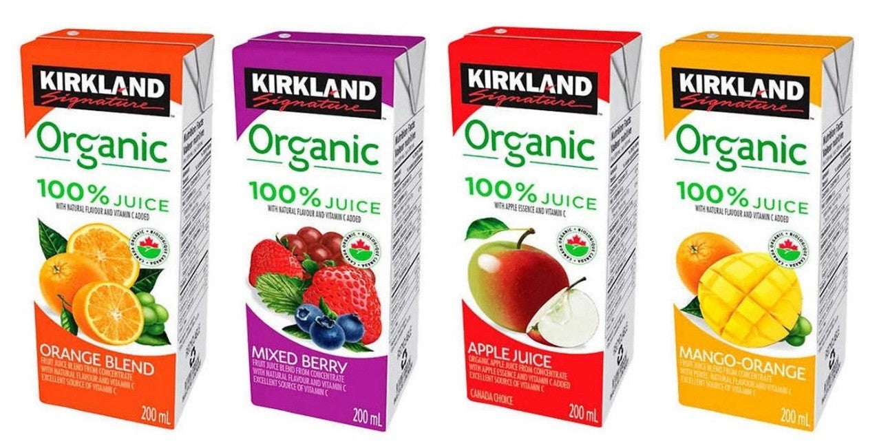Kirkland Signature Organic Juice Assorted Fruit Flavours Cartons Pack 40 x 200ml