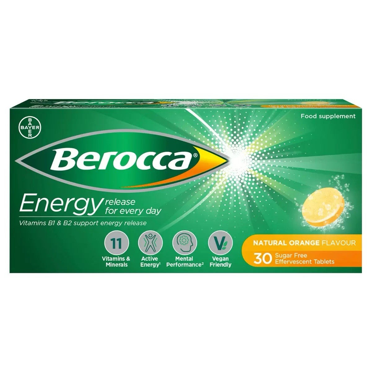 30 x 5 Berocca Energy Orange Flavoured Effervescent Tablets.
