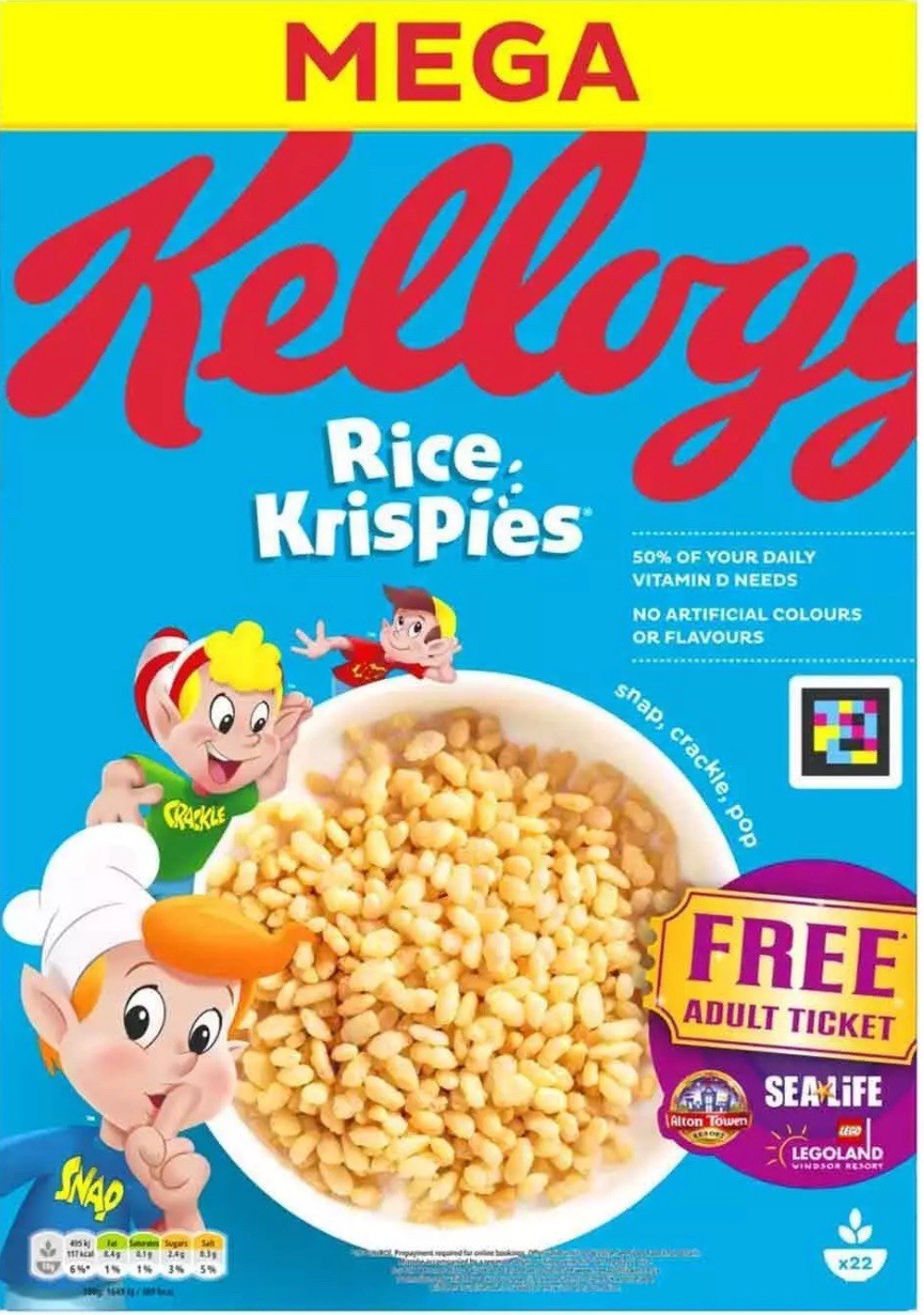 Kellogg's Rice Krispies Breakfast Toasted Grain Rice Cereal Mega Pack 2 x 660g
