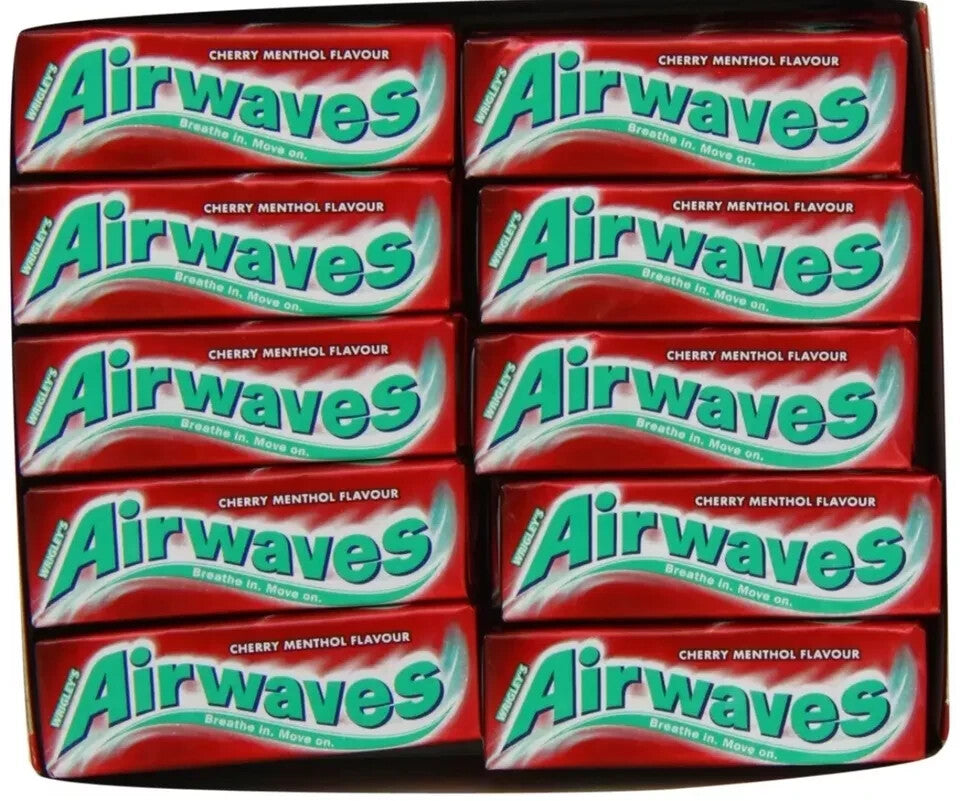 Full Box of 30 Wrigley's Chewing Gum Airwaves Sugar Free Cherry Menthol