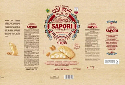 Sapori Cantuccini Almond Biscuit Toscani IGP Siena Italian Baked Crisp Pack 800g