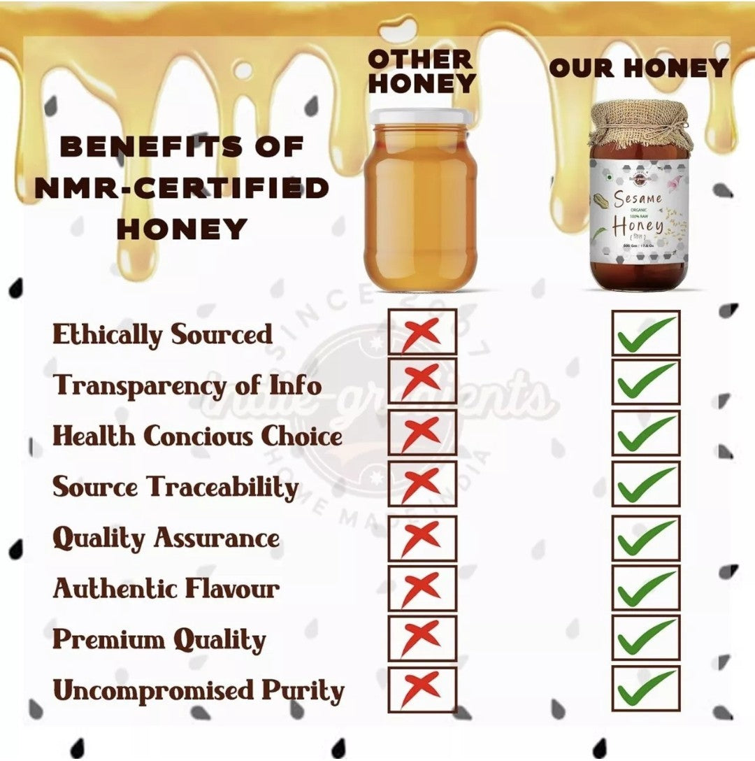 100% Raw Organic Unprocessed Certified Sesame Honey Premium Superfood
