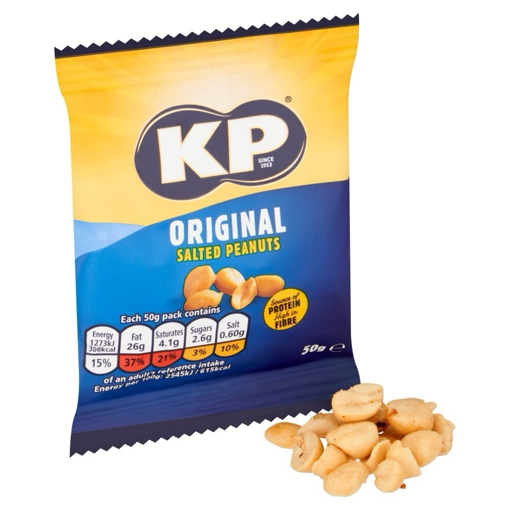 KP Nuts Salted Peanuts 21 x 50g Pub Card Pack Savoury Snacks