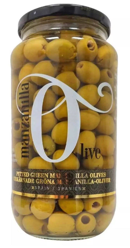Manzanilla Pitted Green Olives Mediterranaean Snack Large Jar Spain Pack 2x 940g