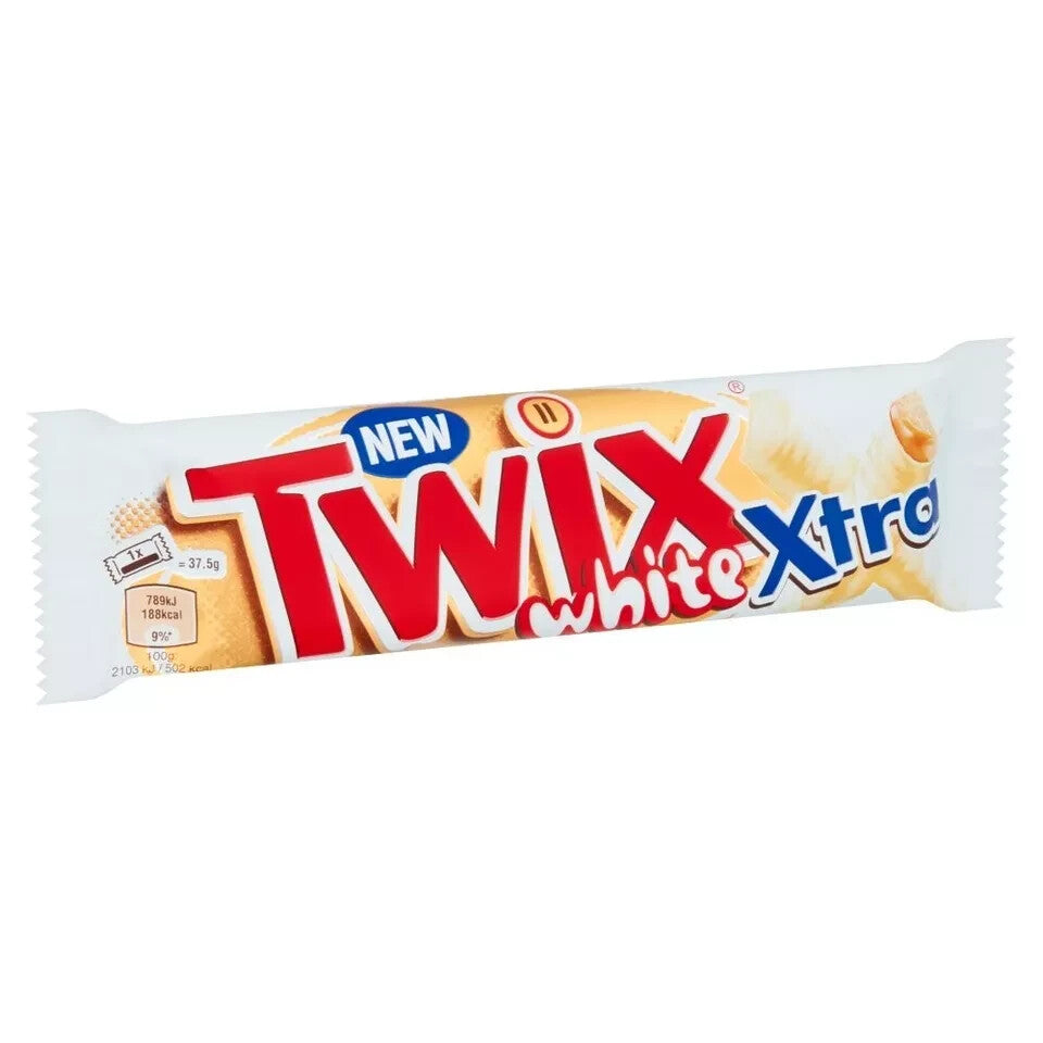 Twix Xtra White Chocolate Biscuit Twin New Bars 24 x 75g CARAMEL UK - Full Box