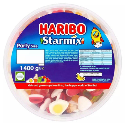 Haribo Starmix Mix Candy Fruit Cola Jelly Sweets Treat Party Size Tub Pack 1.4Kg