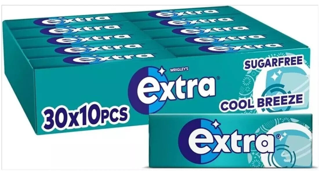 30 Packets Wrigleys Extra Chewing Gum Cool Breeze Sugar Free £18.50 FREE POSTAGE