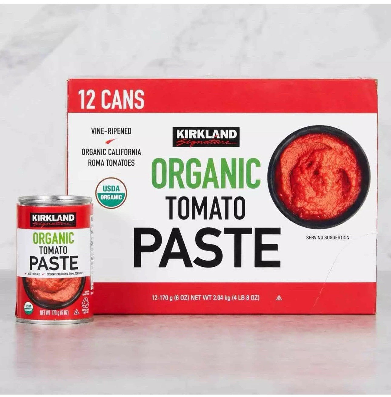 Kirkland Signature Organic Tomato Paste Pizza Pasta Sauce Tin Cans Pack 12x170g