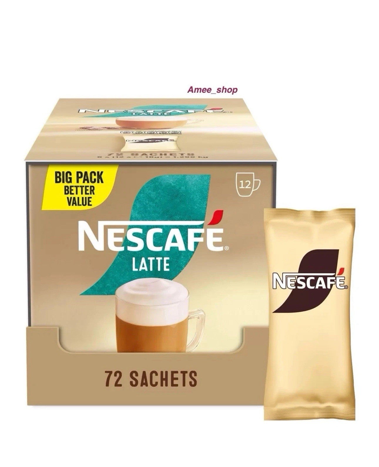 72x Nescafe Latte Coffee Instant Smooth Drink Add Water One Cup Sachets Pack 18g