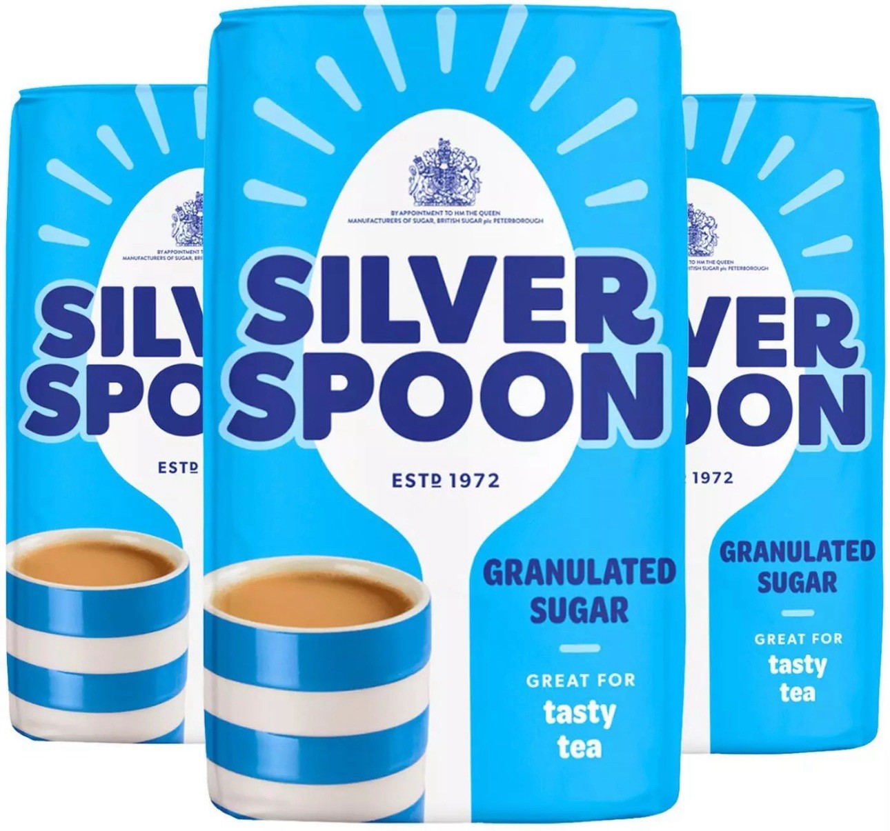 Silver Spoon Granulated Pure Cane Tea Coffee White Sugar British Bag Pack 3x1kg
