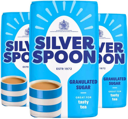 Silver Spoon Granulated Pure Cane Tea Coffee White Sugar British Bag Pack 3x1kg