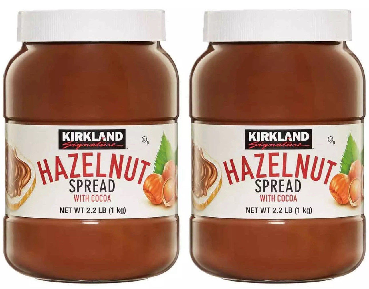 Kirkland Signature Hazelnut Chocolate Spread with Cocoa Pack of 2 x 1kg Jars New