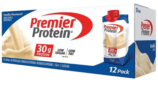 Premier Protein Vanilla Flavour Drink Shakes Low Sugar Fat Healthy Pack 12x325ml